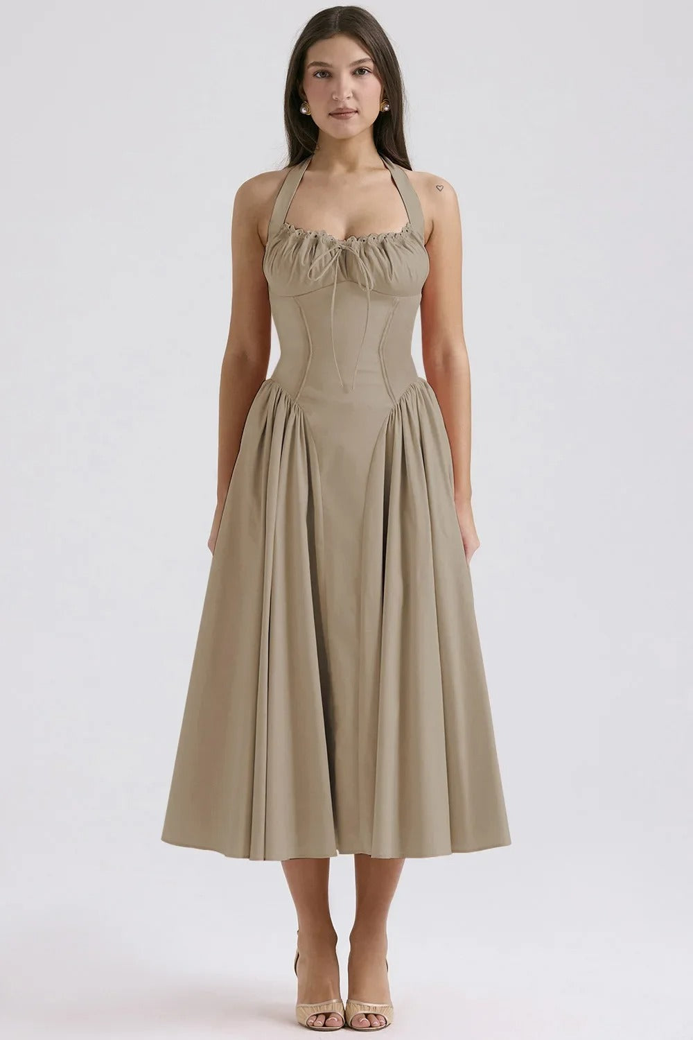 FLORÉA – WOMEN’S FLORAL HALTER NECK BACKLESS DRESS